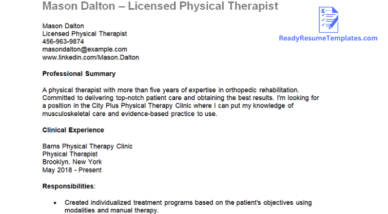 ATS-Friendly Physical Therapist Resume Templates For 2023 - Ready ...