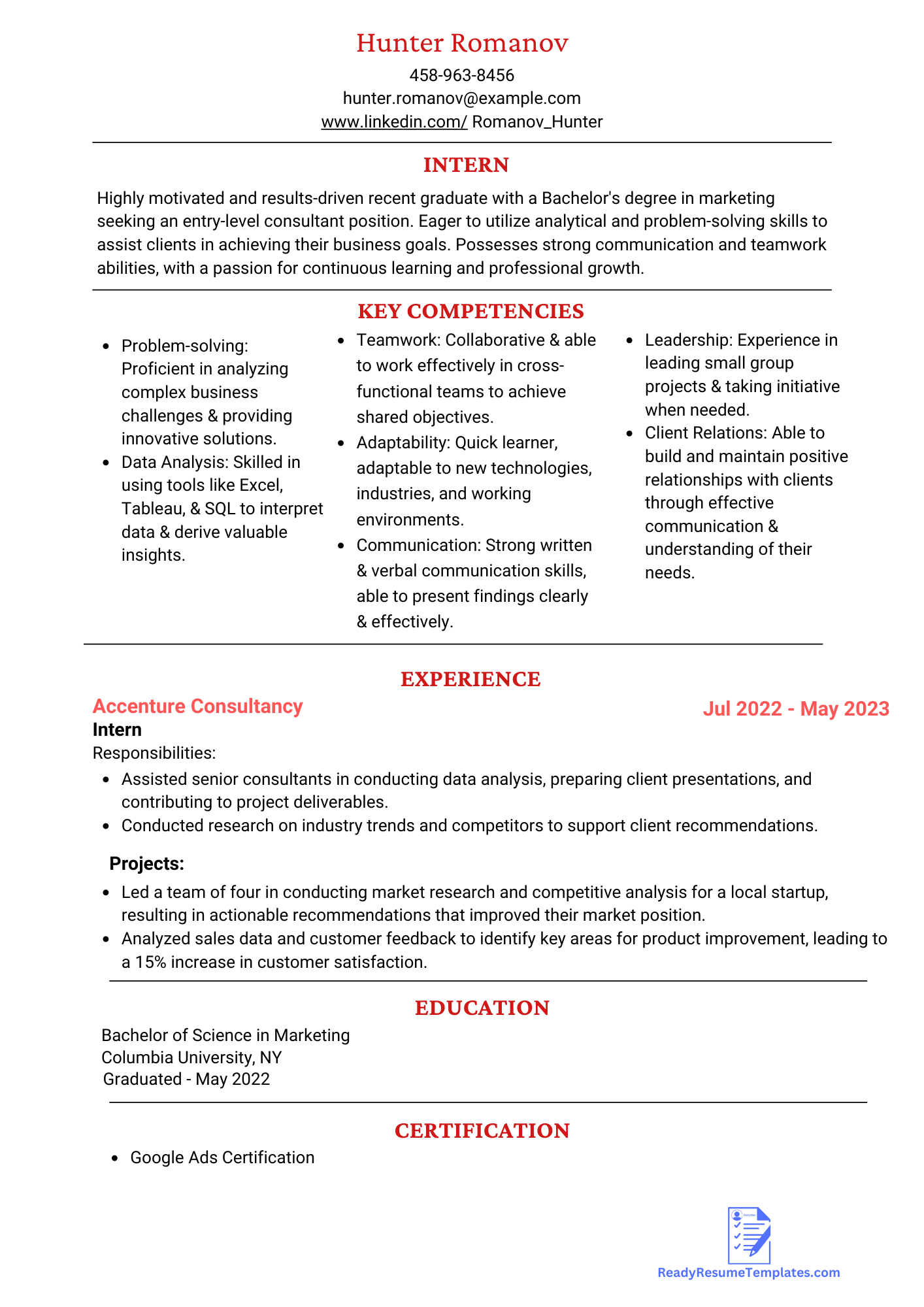 ATS-Friendly Consulting Resume Template For 2023 - Ready Resume Templates